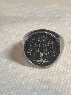 Men's Stainless Steel Irish Celtic Tree of Life Signet Ring Band Size 11